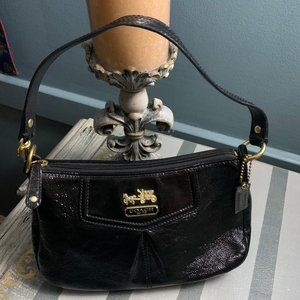 COACH Black Gold Hardware Signature Patent Leather Bag F0993-43374 Small